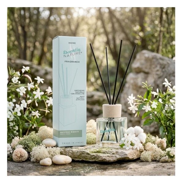 Essentia Nature Home Fragrance Glamour Muschio Bianco 200ml Diffusore Naturale di Profumi per Ambiente con Midollini