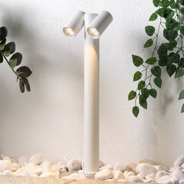 Lampione Tulimar di PRIOS, a 2 luci, 60 cm, bianca, IP65 dimmerabile, Bianco / Opale, Alluminio, Moderno