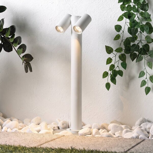 Lampione Tulimar di PRIOS, a 2 luci, 60 cm, bianca, IP65 dimmerabile, Bianco / Opale, Alluminio, Moderno