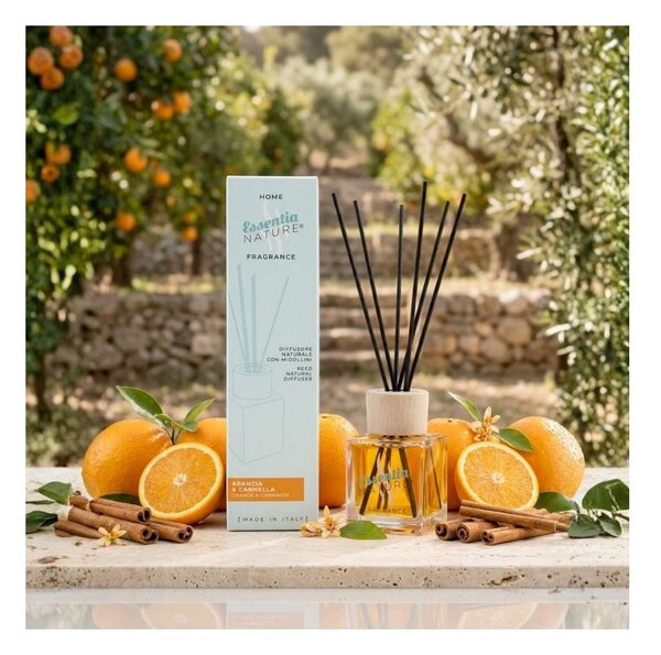 Essentia Nature Home Fragrance Glamour Arancio & Cannella 200ml Diffusore Naturale di Profumi per Ambiente con Midollini