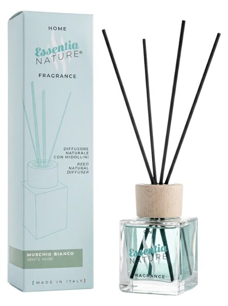 Essentia Nature Home Fragrance Glamour Muschio Bianco 200ml Diffusore Naturale di Profumi per Ambiente con Midollini