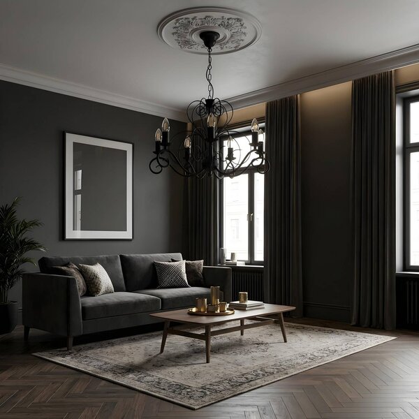 Lampadario a soffitto Mauro Luminex, dimmerabile, Nero, Soggiorno / Sala da pranzo, Metallo, Antico, Lampadario