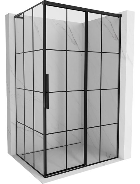Mexen Rox L cabina doccia scorrevole destra 90 x 75 cm, griglia nera, nero - 8C2L-090-075-70-77-P