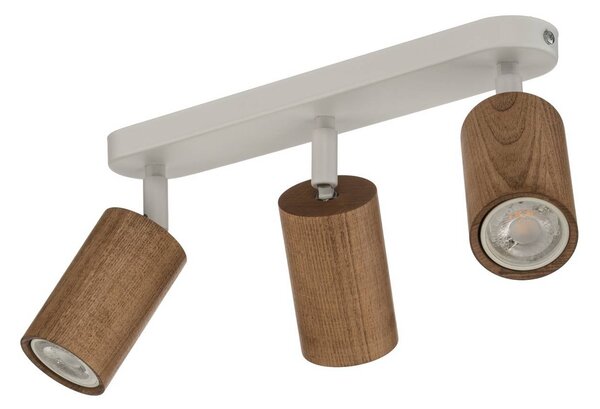 Faretto da soffitto Nisse, bianco, lunghezza 33 cm, a 3 luci, legno/metallo Nisse Luminex, dimmerabile, Bianco / Opale, Soggiorno / Sala da pranzo, Legno, Downlight