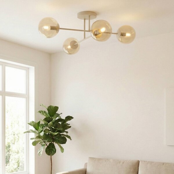 Plafoniera soffitto ROMA EMIBIG LIGHTING, dimmerabile, Crema / Ambra, Soggiorno / Sala da pranzo, Vetro, Moderno, Plafoniera