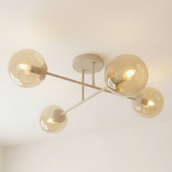 Plafoniera soffitto ROMA EMIBIG LIGHTING, dimmerabile, Crema / Ambra, Soggiorno / Sala da pranzo, Vetro, Moderno, Plafoniera