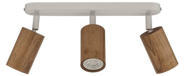 Faretto da soffitto Nisse, bianco, lunghezza 33 cm, a 3 luci, legno/metallo Nisse Luminex, dimmerabile, Bianco / Opale, Soggiorno / Sala da pranzo, Legno, Downlight