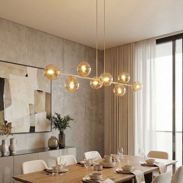 Lampada a sospensione Rossi EMIBIG LIGHTING, dimmerabile, Crema / Ambra, Soggiorno / Sala da pranzo, Vetro, Moderno, Lampada a sospensione