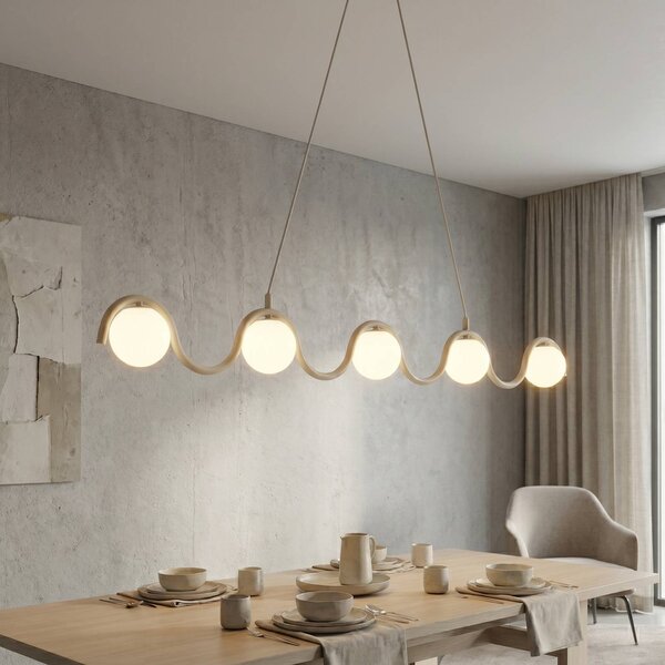 Lampada a sospensione SINUS EMIBIG LIGHTING, dimmerabile, Crema / Ambra, Soggiorno / Sala da pranzo, Metallo, Moderno, Lampada a sospensione