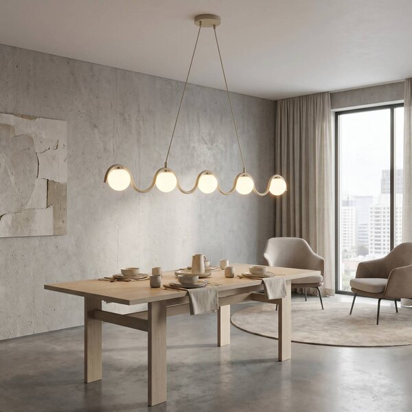Lampada a sospensione SINUS EMIBIG LIGHTING, dimmerabile, Crema / Ambra, Soggiorno / Sala da pranzo, Metallo, Moderno, Lampada a sospensione