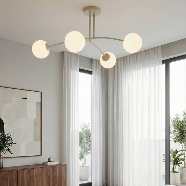 Plafoniera soffitto Pregos EMIBIG LIGHTING, dimmerabile, Crema / Ambra, Soggiorno / Sala da pranzo, Metallo, Moderno, Plafoniera
