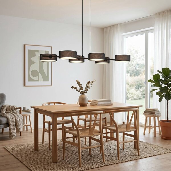 Lampada a sospensione DRUMZ EMIBIG LIGHTING, dimmerabile, Nero, Soggiorno / Sala da pranzo, Tessuto / Stoffa / Seta, Moderno, Lampada a sospensione