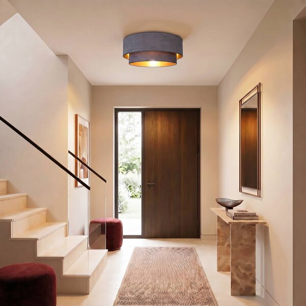 Plafoniera soffitto Boho Duolla, Alluminio / Grigio / Zincato, Corridoio, Tessuto / Stoffa / Seta, Giovanile, Plafoniera