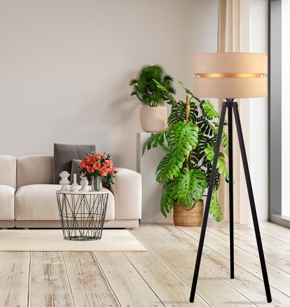 Duolla - Lampada con piedistallo DUO 1xE27/60W/230V diametro 44 cm beige/wenge