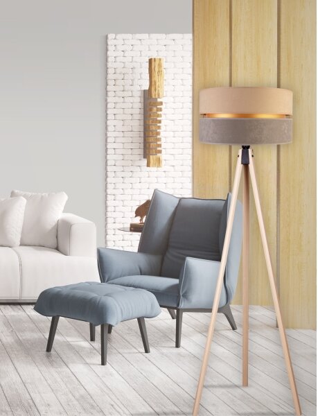Duolla - Lampada con piedistallo DUO 1xE27/60W/230V diametro 44 cm beige/grigio/beige