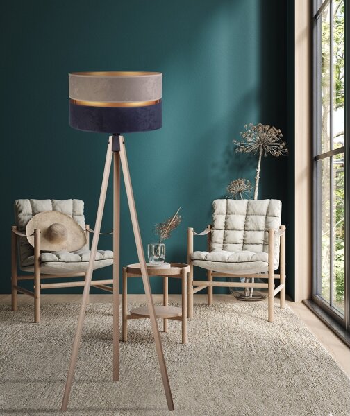 Duolla - Lampada con piedistallo DUO 1xE27/60W/230V diametro 44 cm grigio/blu/beige