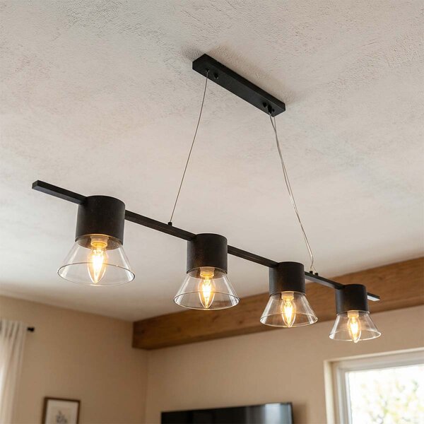 Lampadario a Sospensione 4xE14 in Pietra Nera