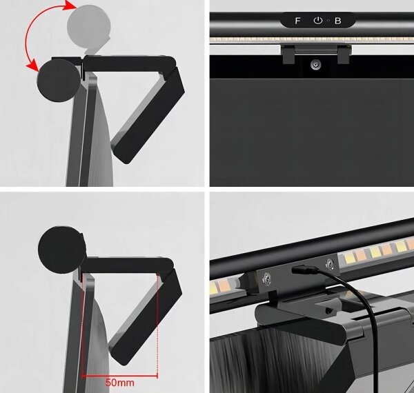 Illuminazione touch dimmerabile LED per monitor 42 cm 5W 5V 3000-6000K nera