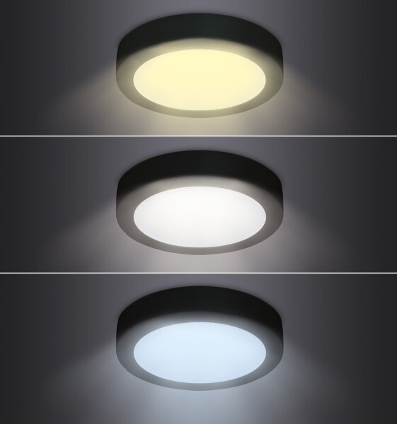Solight WD174-B - Plafoniera LED LED/24W/230V 3000/4000/6000K nero rotondo
