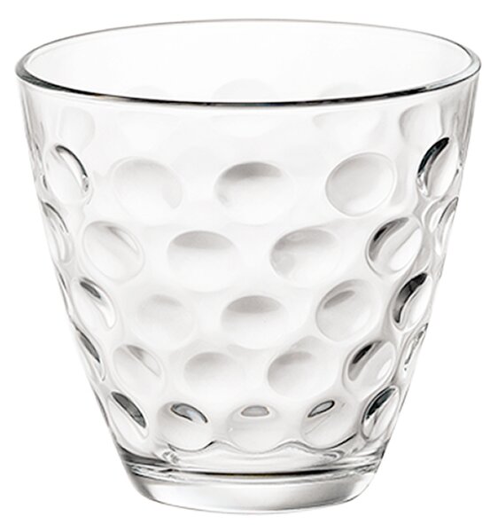 <p>Il bicchiere Dots da 25,5 cl, con un design unico di "polka dots", è ideale per servire acqua, bibite e succhi. Realizzato in vetro temperato, è resistente e lavabile in lavastoviglie.</p>