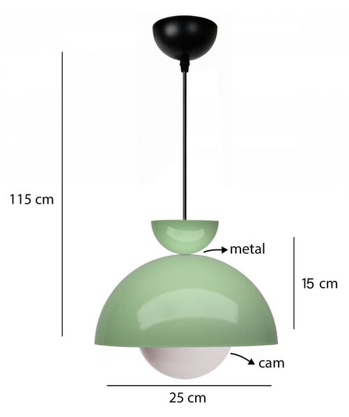 Lampadario verde con paralume in metallo ø 25 cm Arta – Opviq lights
