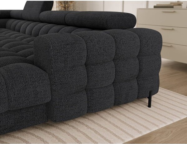 Divano angolare grigio scuro allungabile (con penisola a sinistra/a U) con rivestimento in bouclé Feraria – ELTAP