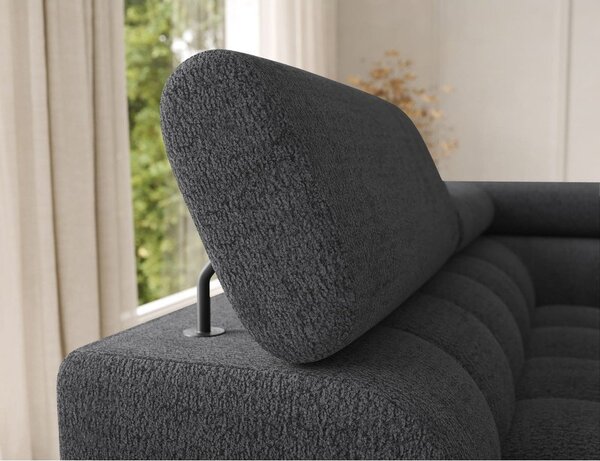 Divano angolare grigio scuro allungabile (con penisola a sinistra/a U) con rivestimento in bouclé Feraria – ELTAP
