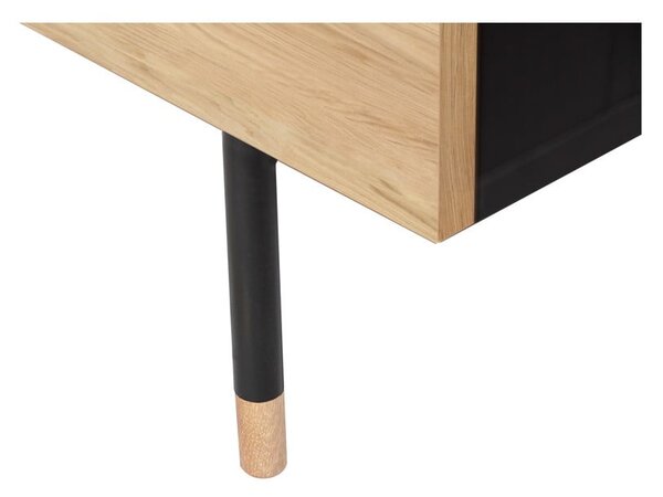 Cassettiera bassa nera/colore naturale con effetto rovere 130x87 cm Jugend – Woodman