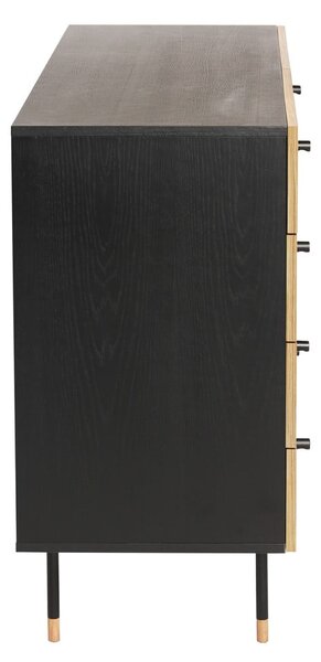 Cassettiera bassa nera/colore naturale con effetto rovere 130x87 cm Jugend – Woodman