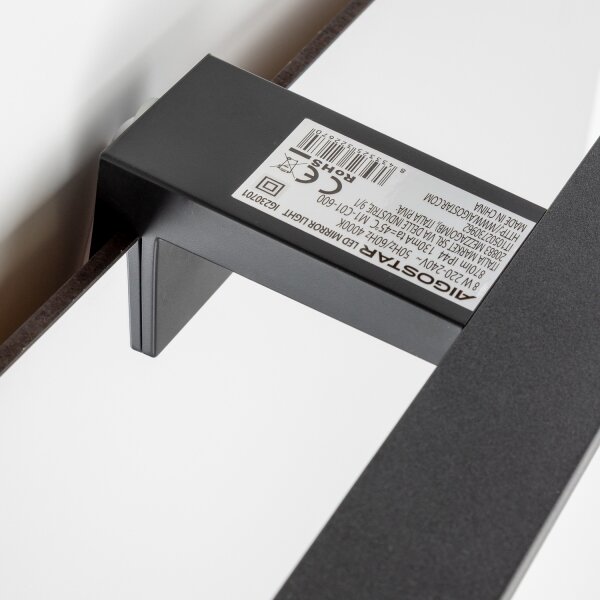 Aigostar - Illuminazione per specchio da bagno a LED 8W/230V 4000K 40 cm IP44 nero