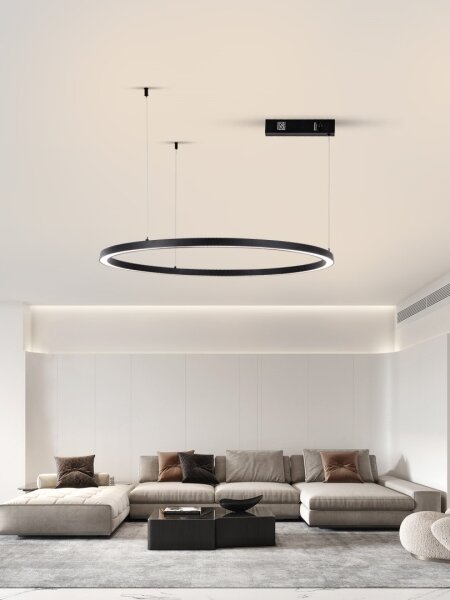 Immax NEO 07215L-Lampadario a sospensione con filo LED dimmerabile FINO 60W/230V 80cm nero Tuya+RC