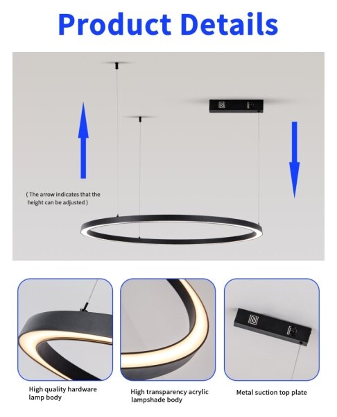 Immax NEO 07215L-Lampadario a sospensione con filo LED dimmerabile FINO 60W/230V 80cm nero Tuya+RC