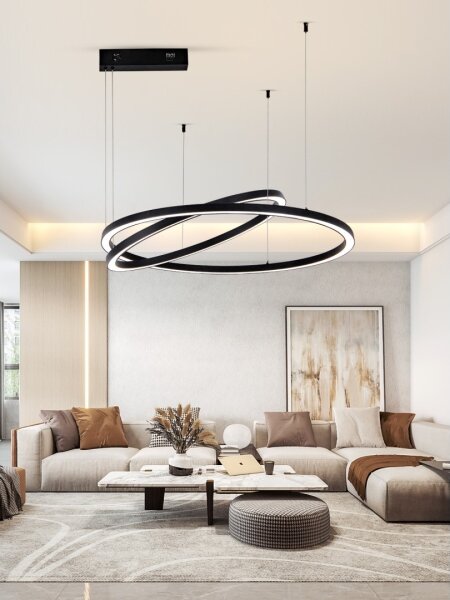 Immax NEO 07216L - Lampadario LED dimmerabile FINO 93W/230V 60/80cm nero Tuya+RC