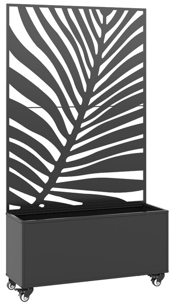 Outsunny Fioriera con traliccio, pannello frangivista e ruote bloccabili, 90x30x160 cm, nera | Aosom Italy