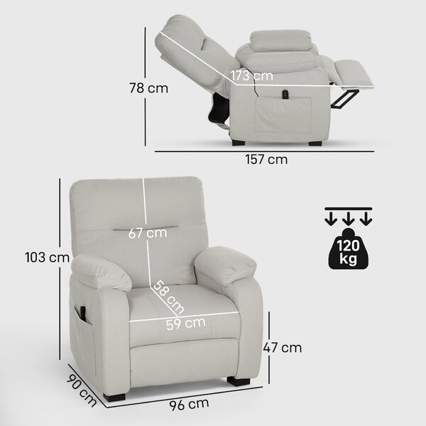 HOMCOM Poltrona relax elettrica reclinabile con USB, poggiapiedi e telecomando, crema | Aosom Italy