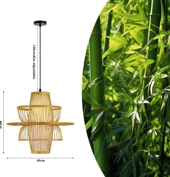 Immax 08254L - Lampadario a sospensione con filo PINCHOS 1xE27/40W/230V diametro 45 cm bambù
