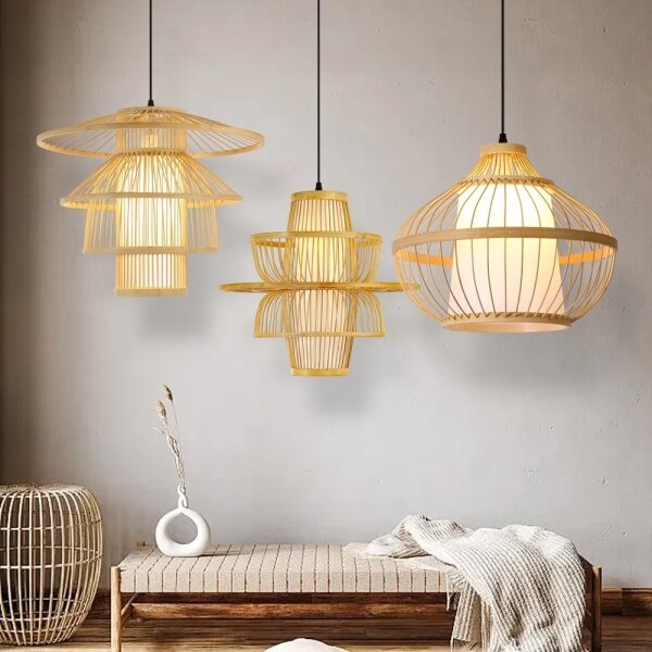 Immax 08254L - Lampadario a sospensione con filo PINCHOS 1xE27/40W/230V diametro 45 cm bambù