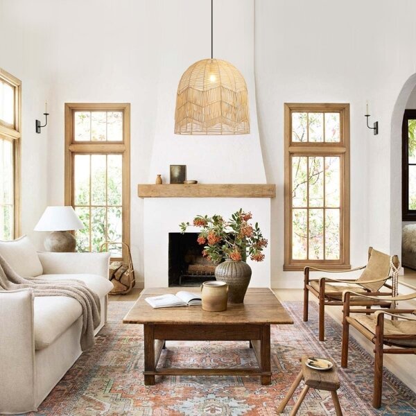 Immax 08263L - Lampadario a sospensione con filo PELO 1xE27/40W/230V diametro 50 cm rattan