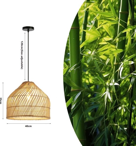 Immax 08264L - Lampadario a sospensione con filo PELO 1xE27/40W/230V diametro 40 cm rattan