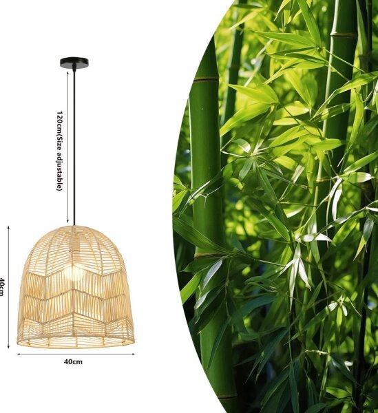Immax 08262L - Lampadario a sospensione con filo PELO 1xE27/40W/230V diametro 40 cm rattan