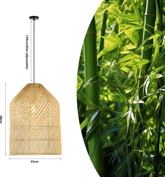 Immax 08259L - Lampadario a sospensione con filo PELO 1xE27/40W/230V diametro 35 cm rattan