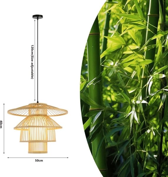 Immax 08255L - Lampadario a sospensione con filo PINCHOS 1xE27/40W/230V diametro 50 cm bambù