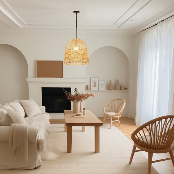 Immax 08263L - Lampadario a sospensione con filo PELO 1xE27/40W/230V diametro 50 cm rattan