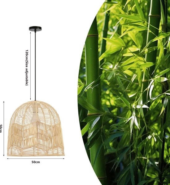 Immax 08263L - Lampadario a sospensione con filo PELO 1xE27/40W/230V diametro 50 cm rattan