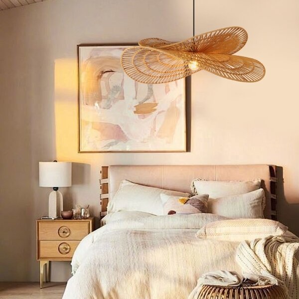 Immax 08266L - Lampadario a sospensione con filo MARIPOSA 1xE27/40W/230V diametro 80 cm iuta