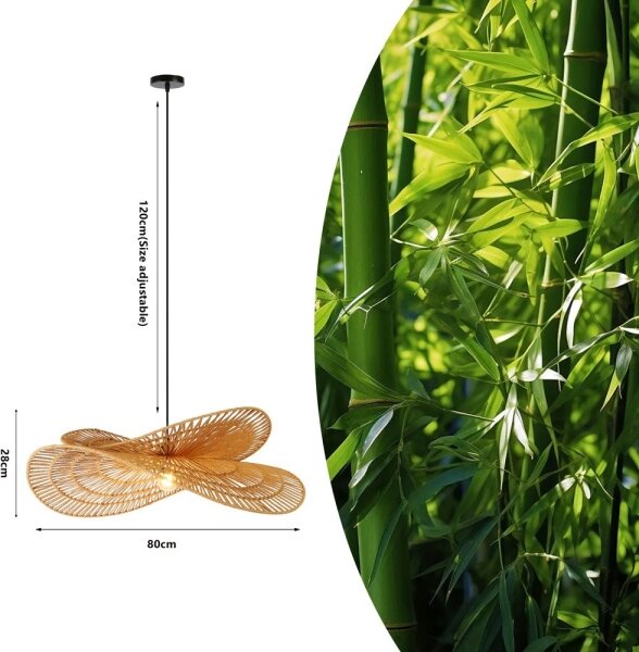 Immax 08266L - Lampadario a sospensione con filo MARIPOSA 1xE27/40W/230V diametro 80 cm iuta