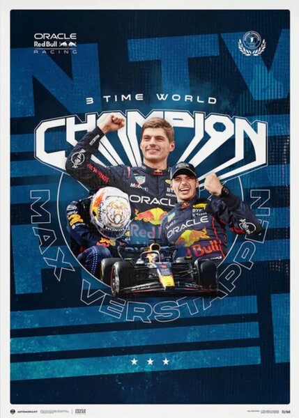 Stampa d'arte Oracle Red Bull Racing - Max Verstappen - 2023 F1 World Drivers' Champion, (40 x 50 cm)