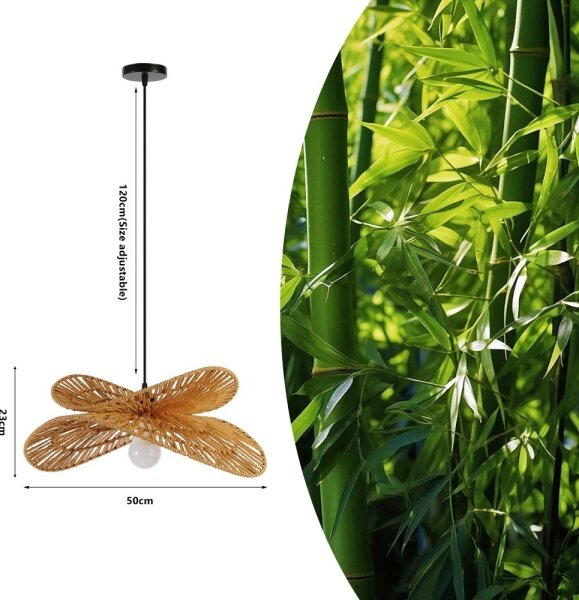 Immax 08265L - Lampadario a sospensione con filo MARIPOSA 1xE27/40W/230V diametro 50 cm iuta