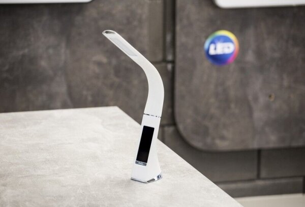 Immax 08949L - Lampada da tavolo LED dimmerabile con display LEATHER LED/6,5W/5V bianca
