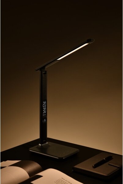 Immax 08930L - LED Lampada da tavolo dimmerabile con display KINGFISHER LED/9W/230V/12V nero